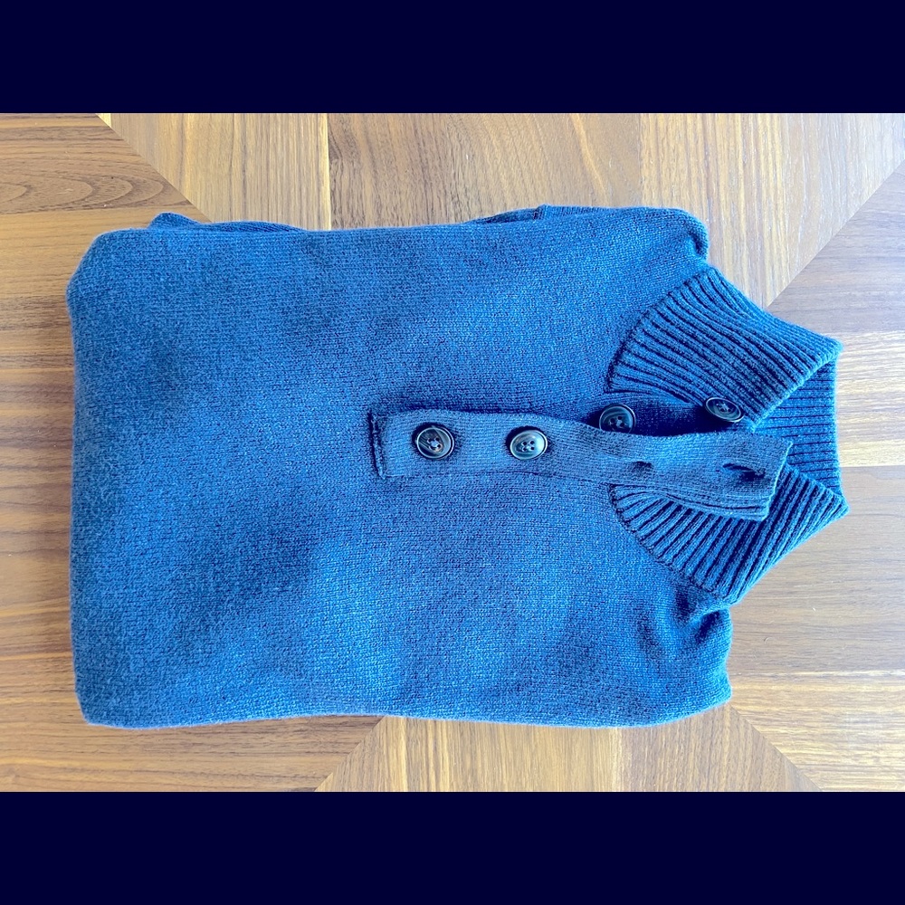 Mens S Pullover 4 Button Sweater- Blue Heather Color